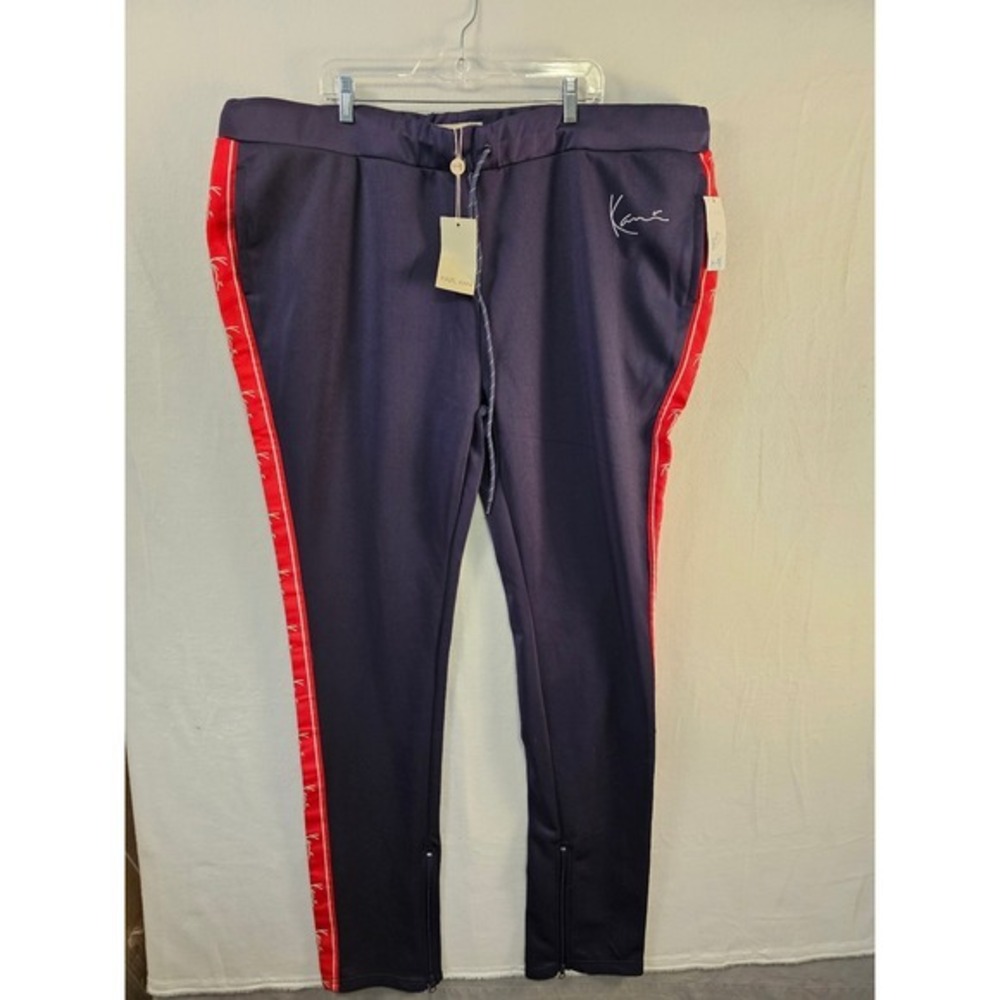 Karl Kani Mens 5XL Track Pants Navy Red Striped Activewear Zipper Bottoms #1613‎